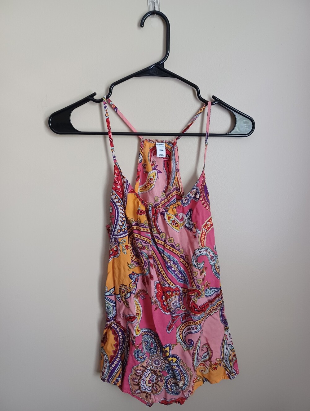 Women's Size Medium Old Navy Pink Orange Multicolor Design Tank Top Shirt Summer